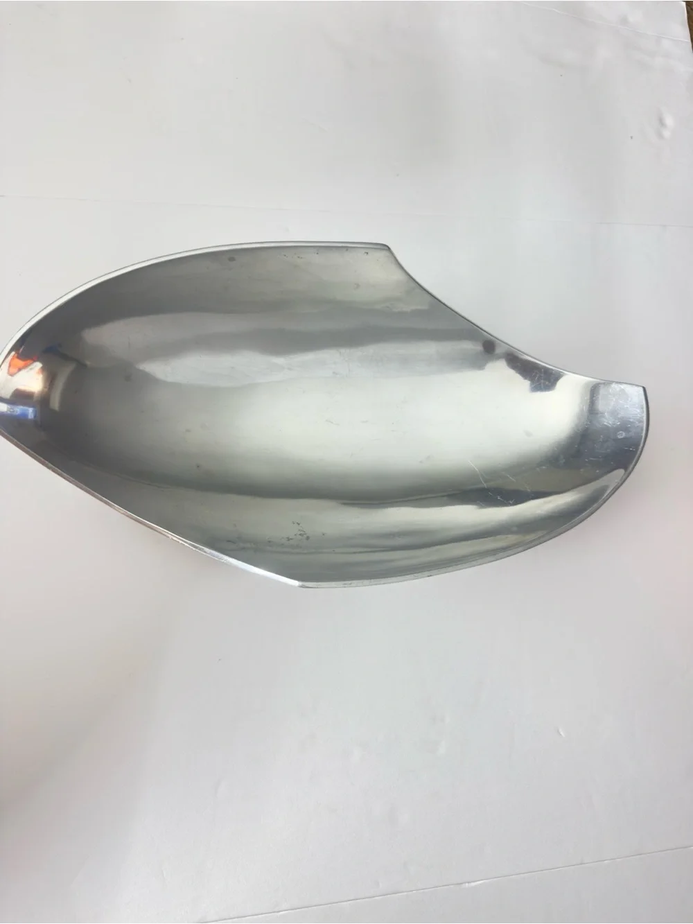 Contemporary Silver Sculptural Wall Mirror - Curved Organic Shape